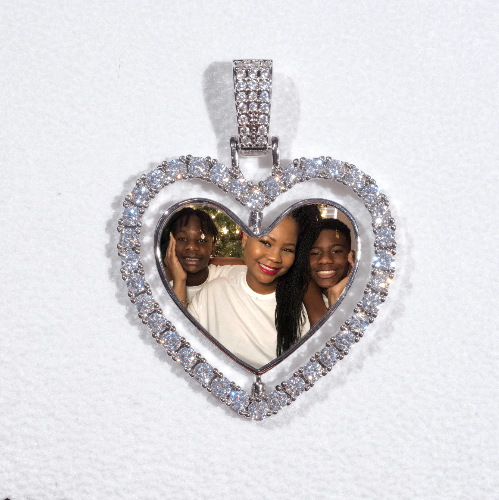 3D Spinning 2-Faced Heart Custom Picture Pendant