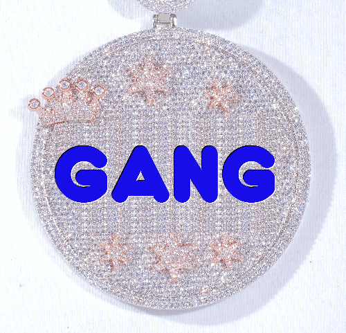 CUSTOM LETTER NECKLACE 3D BIG CROWN DISC