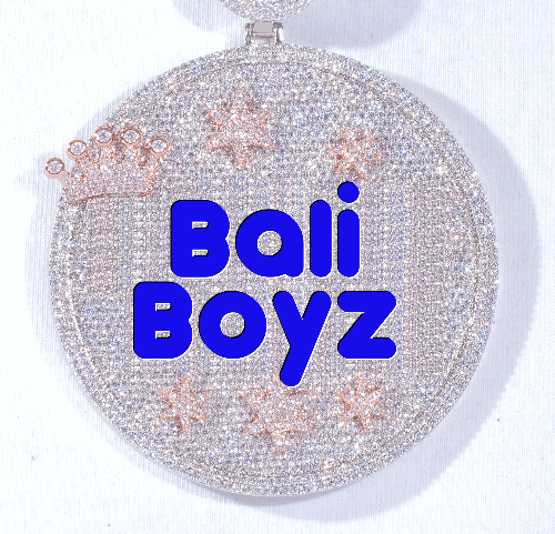 CUSTOM LETTER NECKLACE 3D BIG CROWN DISC