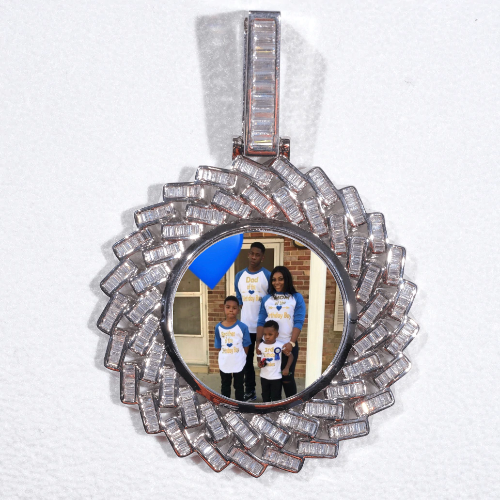 Large 3D Baguette Custom Picture Pendant