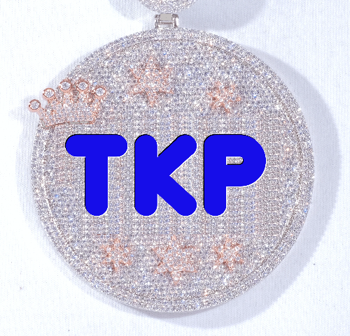 CUSTOM LETTER NECKLACE 3D BIG CROWN DISC
