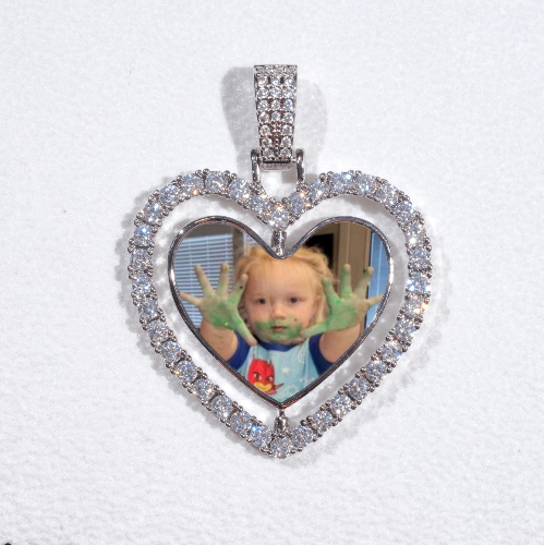 3D Spinning 2-Faced Heart Custom Picture Pendant