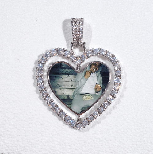 3D Spinning 2-Faced Heart Custom Picture Pendant