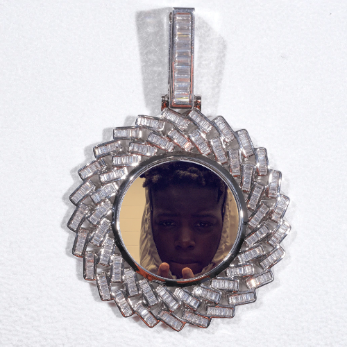 Large 3D Baguette Custom Picture Pendant