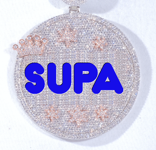 CUSTOM LETTER NECKLACE 3D BIG CROWN DISC