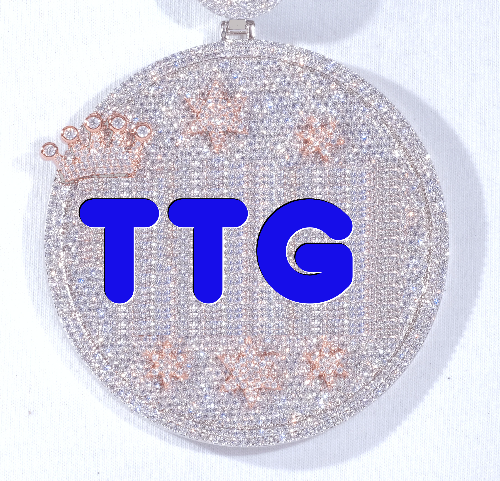 CUSTOM LETTER NECKLACE 3D BIG CROWN DISC