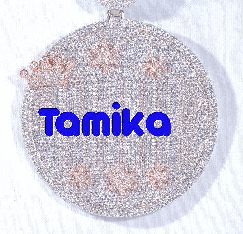 CUSTOM LETTER NECKLACE 3D BIG CROWN DISC