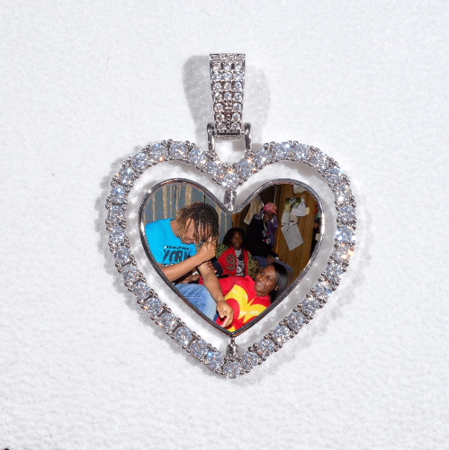3D Spinning 2-Faced Heart Custom Picture Pendant