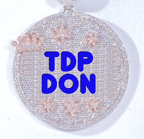 CUSTOM LETTER NECKLACE 3D BIG CROWN DISC