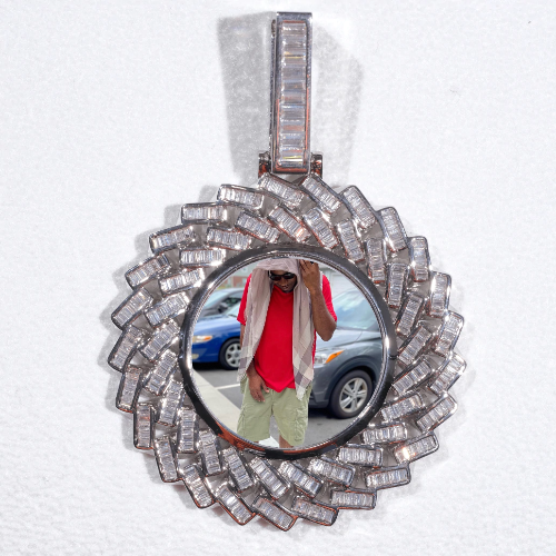 Large 3D Baguette Custom Picture Pendant