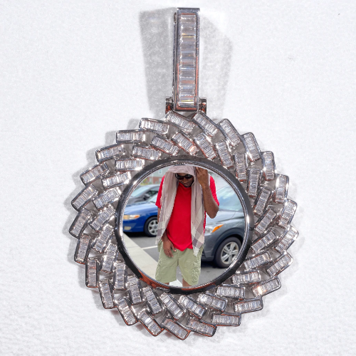 Large 3D Baguette Custom Picture Pendant
