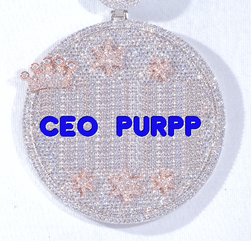 CUSTOM LETTER NECKLACE 3D BIG CROWN DISC