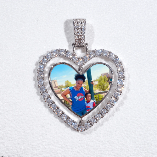 3D Spinning 2-Faced Heart Custom Picture Pendant