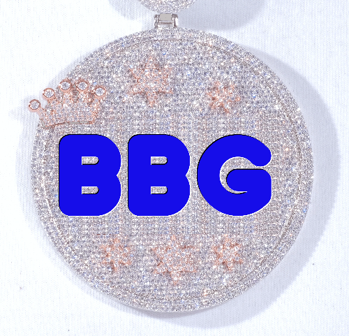 CUSTOM LETTER NECKLACE 3D BIG CROWN DISC