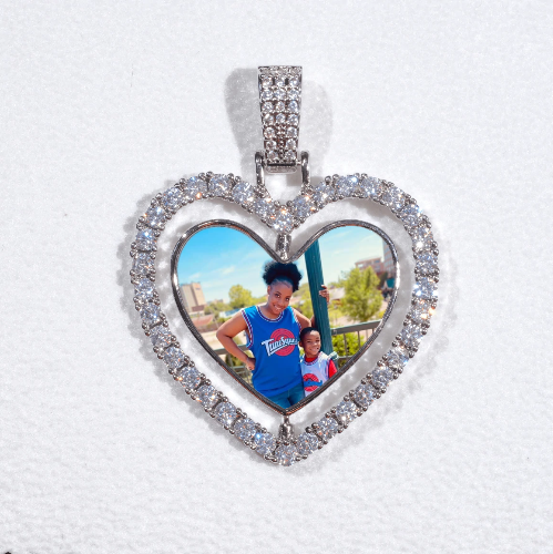 3D Spinning 2-Faced Heart Custom Picture Pendant