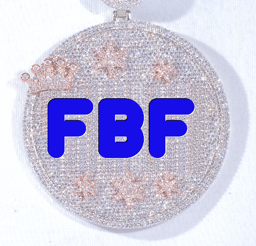 CUSTOM LETTER NECKLACE 3D BIG CROWN DISC