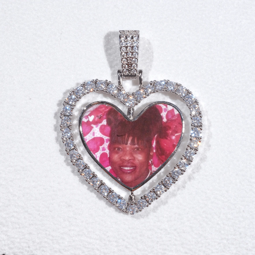 3D Spinning 2-Faced Heart Custom Picture Pendant