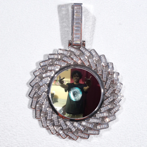 Large 3D Baguette Custom Picture Pendant
