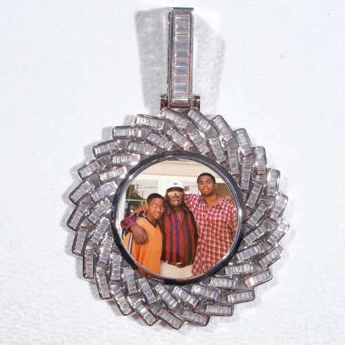 Large 3D Baguette Custom Picture Pendant