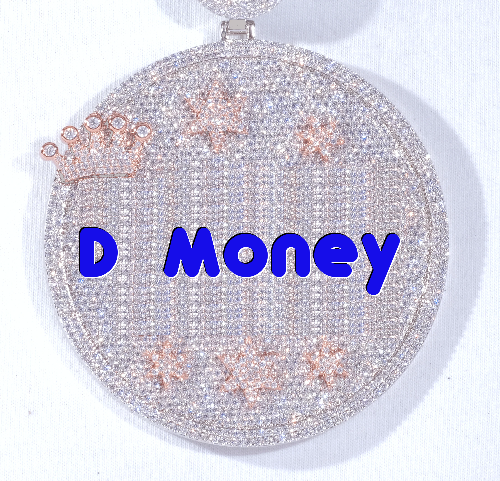 CUSTOM LETTER NECKLACE 3D BIG CROWN DISC