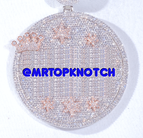 CUSTOM LETTER NECKLACE 3D BIG CROWN DISC