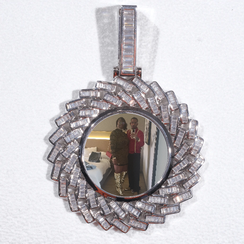 Large 3D Baguette Custom Picture Pendant