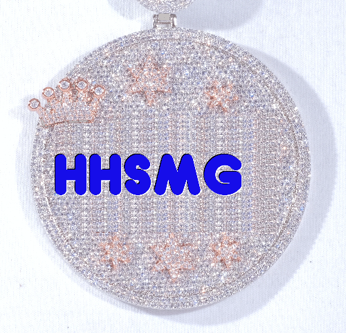 CUSTOM LETTER NECKLACE 3D BIG CROWN DISC