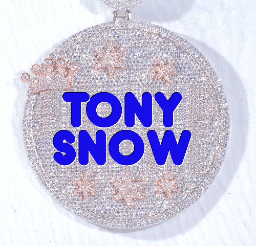 CUSTOM LETTER NECKLACE 3D BIG CROWN DISC