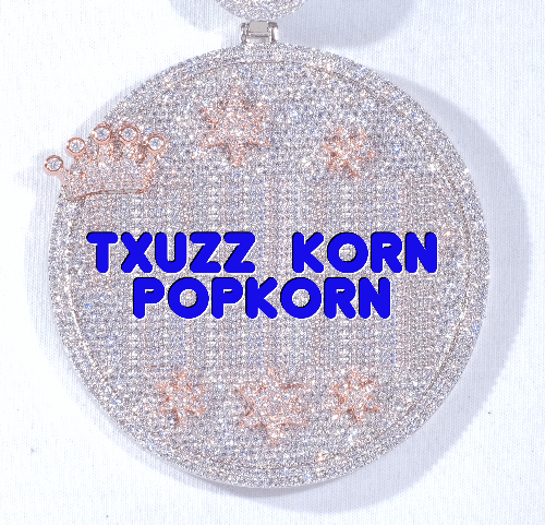 CUSTOM LETTER NECKLACE 3D BIG CROWN DISC