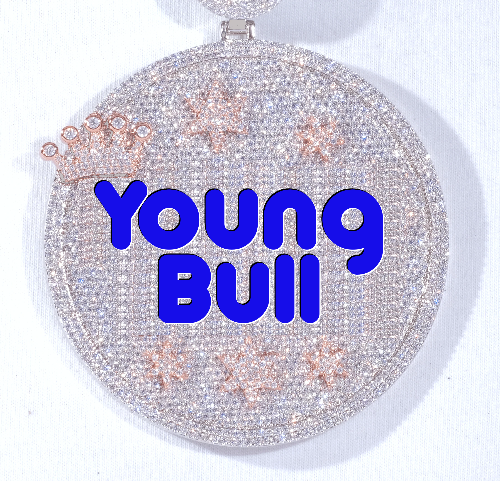 CUSTOM LETTER NECKLACE 3D BIG CROWN DISC