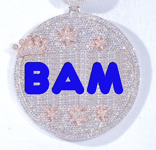 CUSTOM LETTER NECKLACE 3D BIG CROWN DISC