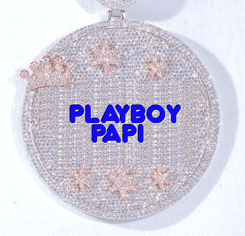 CUSTOM LETTER NECKLACE 3D BIG CROWN DISC