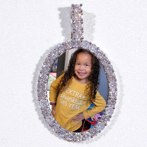 Large 3D Oval Custom Picture Pendant