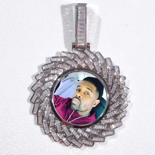 Large 3D Baguette Custom Picture Pendant
