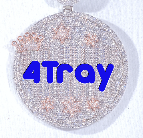 CUSTOM LETTER NECKLACE 3D BIG CROWN DISC
