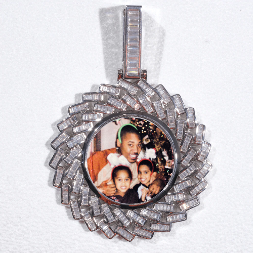 Large 3D Baguette Custom Picture Pendant