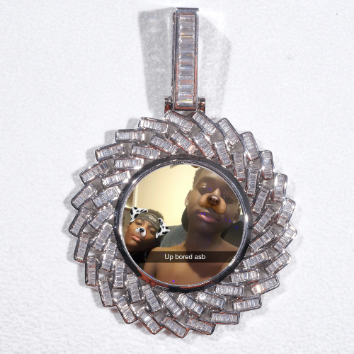 Large 3D Baguette Custom Picture Pendant
