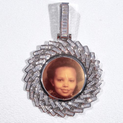 Large 3D Baguette Custom Picture Pendant