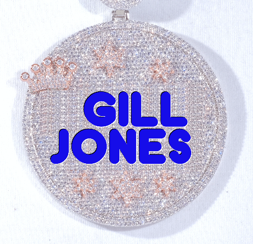 CUSTOM LETTER NECKLACE 3D BIG CROWN DISC