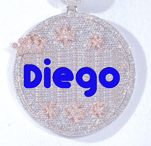 CUSTOM LETTER NECKLACE 3D BIG CROWN DISC