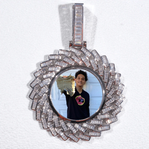 Large 3D Baguette Custom Picture Pendant