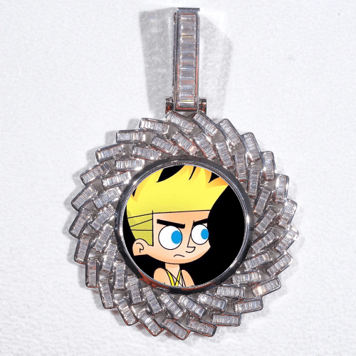 Large 3D Baguette Custom Picture Pendant