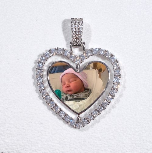 3D Spinning 2-Faced Heart Custom Picture Pendant