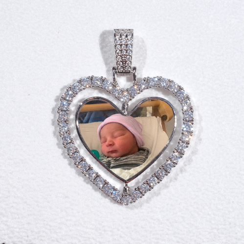 3D Spinning 2-Faced Heart Custom Picture Pendant