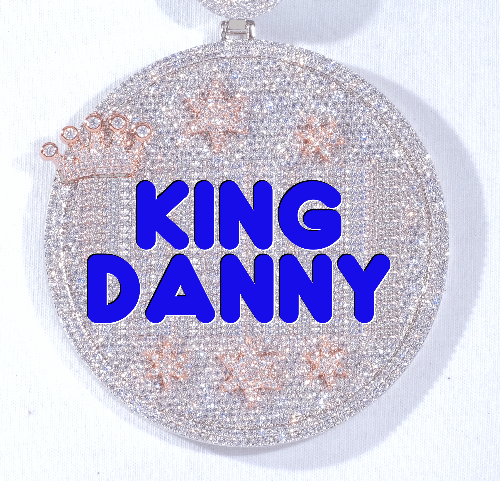 CUSTOM LETTER NECKLACE 3D BIG CROWN DISC