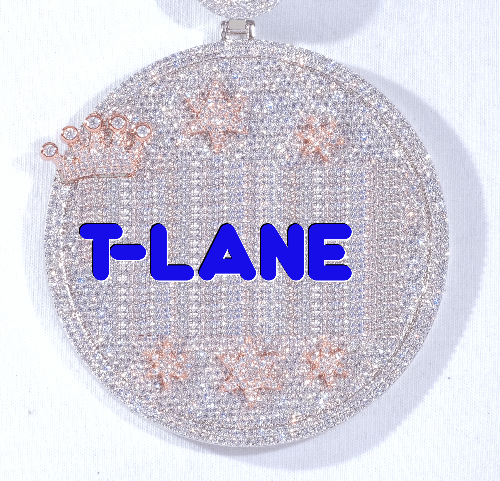 CUSTOM LETTER NECKLACE 3D BIG CROWN DISC