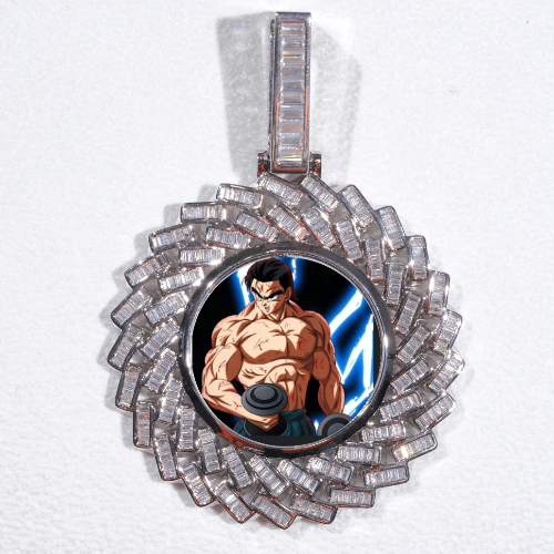 Large 3D Baguette Custom Picture Pendant
