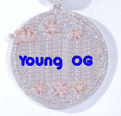 CUSTOM LETTER NECKLACE 3D BIG CROWN DISC