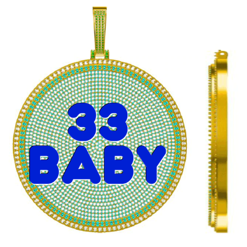 CUSTOM LETTER NECKLACE 3D BIG DISC