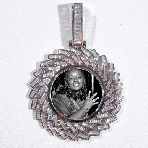 Large 3D Baguette Custom Picture Pendant